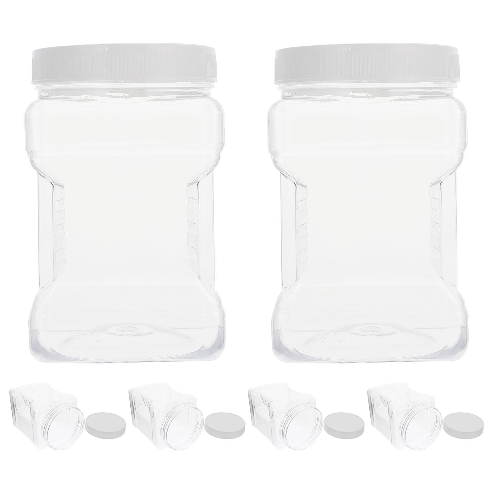 Food Storage Containers - 6 Potes Transparentes Quadrados de Plástico