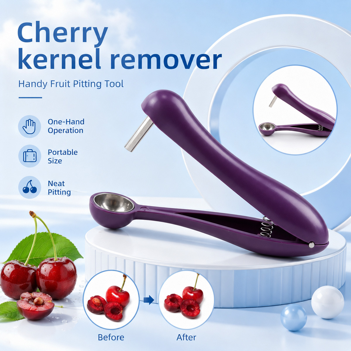 Cherry Pitter Tool - Removedor de Caroços de Cereja Portátil