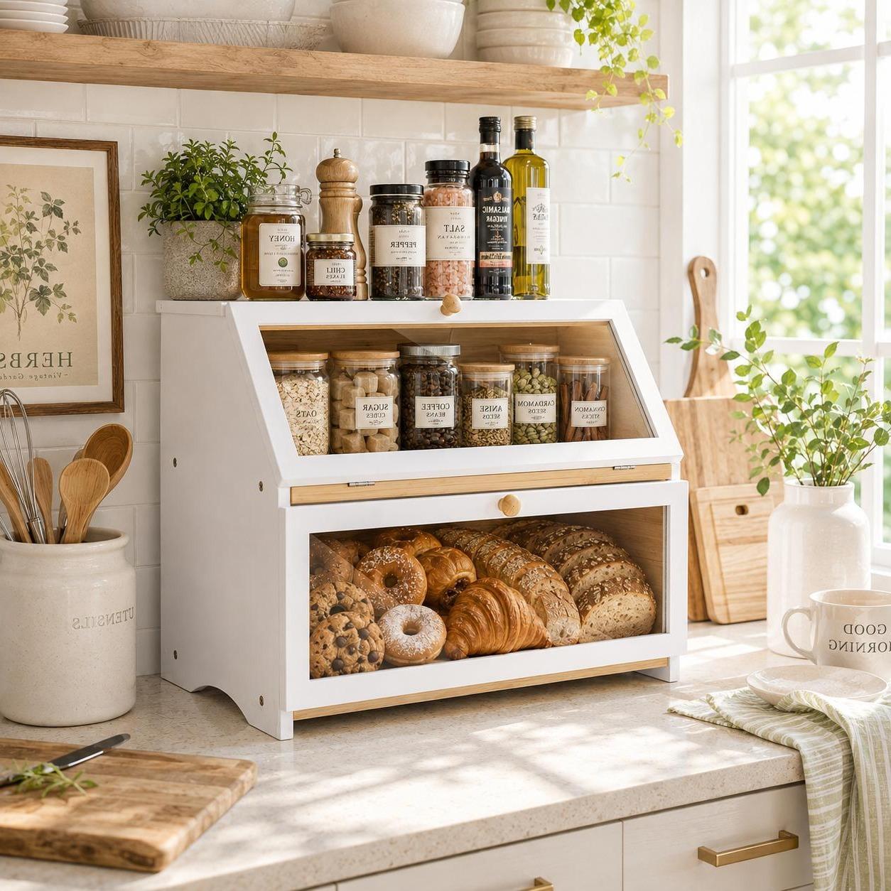 HOMEKOKO Caixa de Pão de Dupla - Kitchen Gadgets Storage avaliação e preço