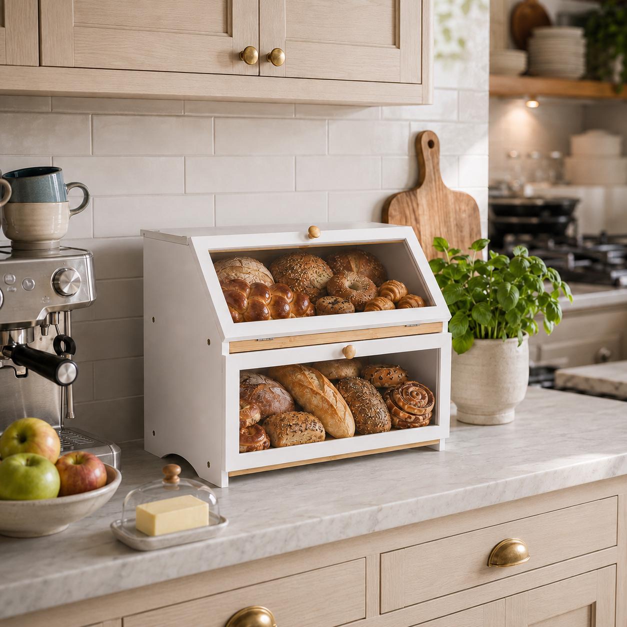 HOMEKOKO Caixa de Pão de Dupla - Kitchen Gadgets Storage avaliação e preço