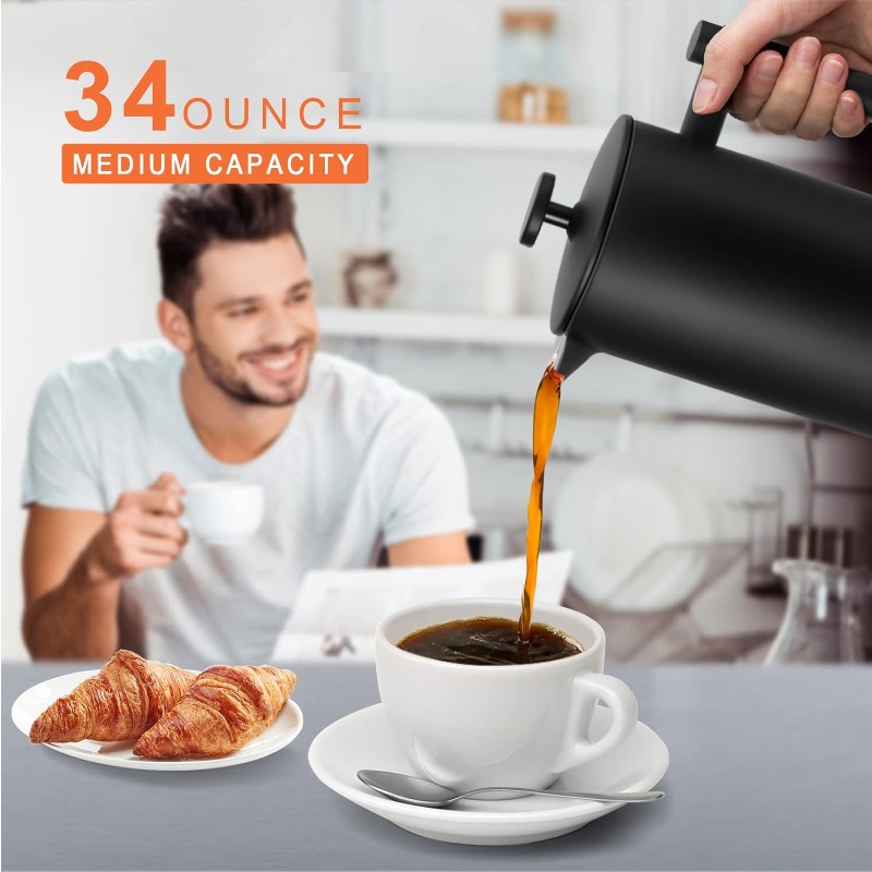 Cafeteira Francesa de 34 Oz em - French Press Coffee Maker avaliação e preço