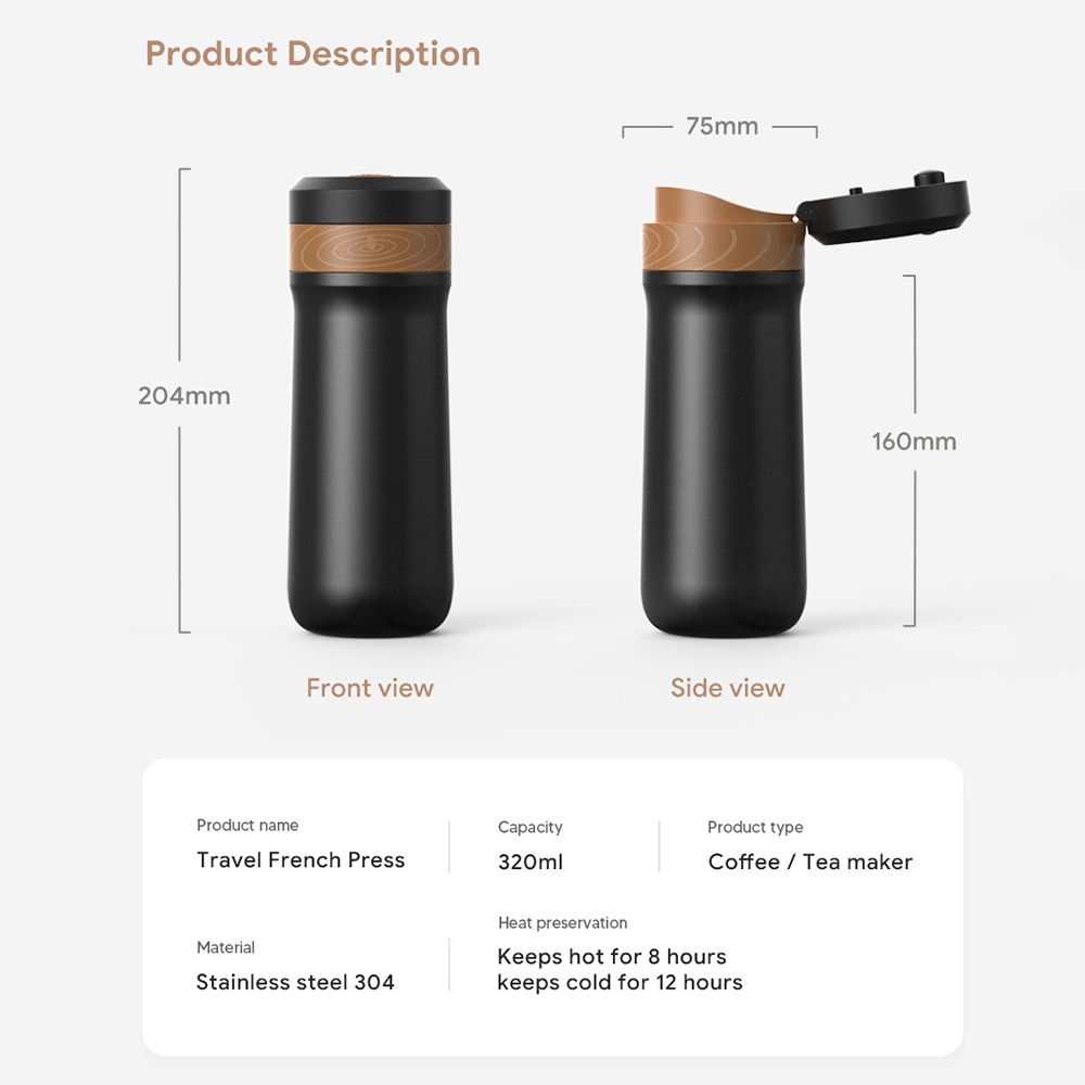 Icafilas 320ml portátil impren - French Press Coffee Maker avaliação e preço