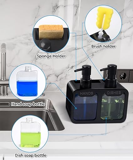 Conjunto de Dispensador de Sab - Kitchen Gadgets Dispenser Brush Holder avaliação e preço