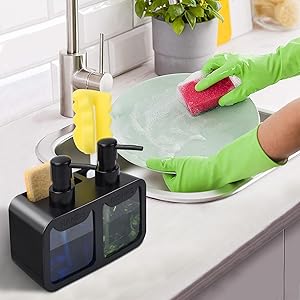 Conjunto de Dispensador de Sab - Kitchen Gadgets Dispenser Brush Holder avaliação e preço