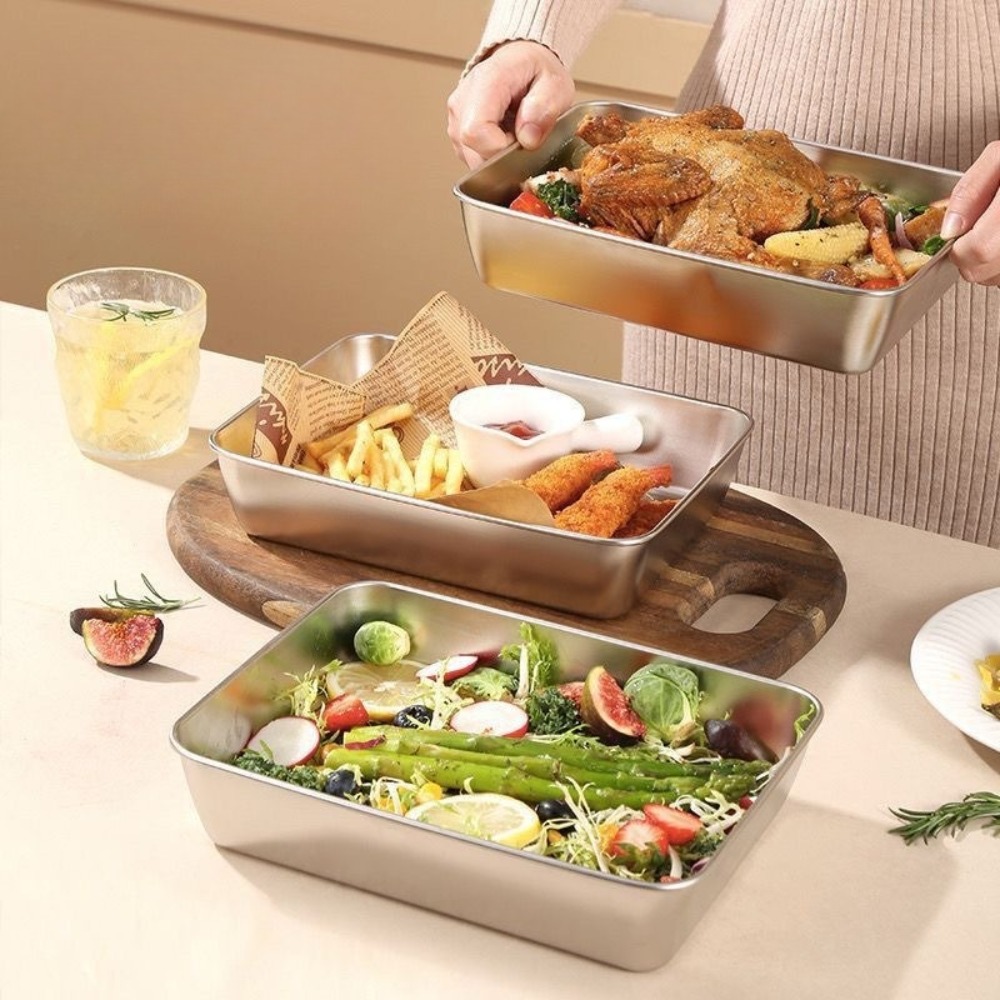 Bandeja de Servir em Aço Inoxi - Kitchen Gadgets Storage avaliação e preço