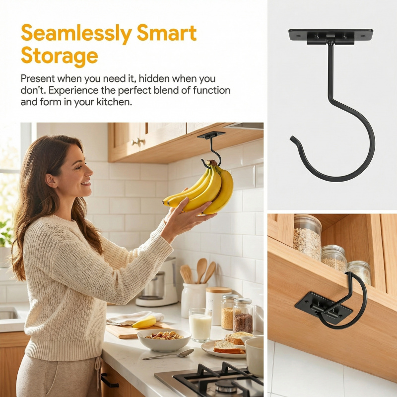 Gancho Adesivo de Metal Preto  - Kitchen Gadgets Storage avaliação e preço